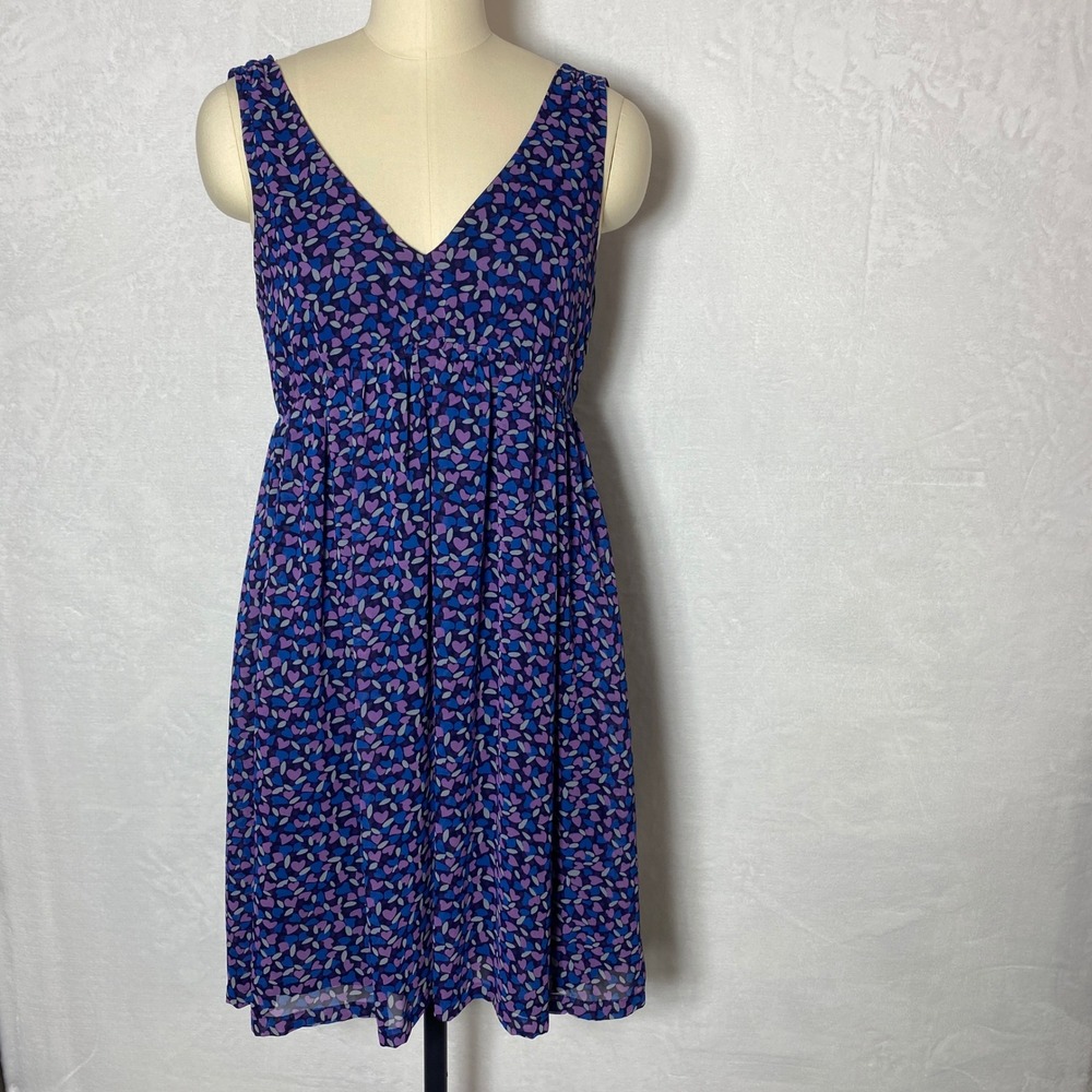 American Eagle Floral Print V Neck Sleeveless Dress Casual Purple Blue Y2K Flowy
